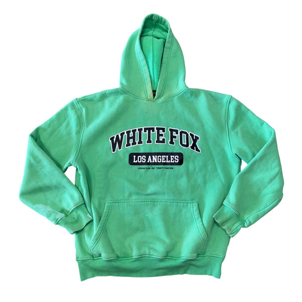 White Fox‎ Los Angeles Hoodie Women S/M Green Fair Collegiate Graphic Pullover